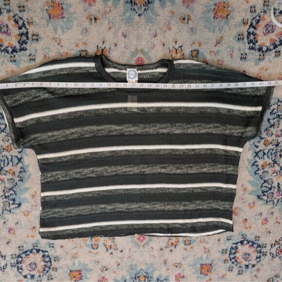 NWT Francesca's Blue Rain Green and White Parris Stripe Dolman Top - XL - Picture 5 of 11